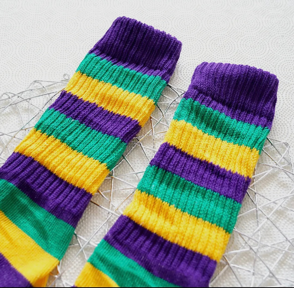 Striped Mardi Gras Boot/Slouchy Socks